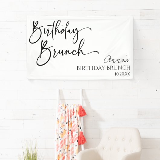 Elegant Modern Minimalistisch Verjaardagsbrunch Pa Spandoek (Insitu)