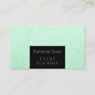 Elegant modern mint green glitter event planner visitekaartje