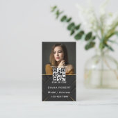 Elegant modern model en acteur 2 foto's QR-code Visitekaartje (Staand voorkant)