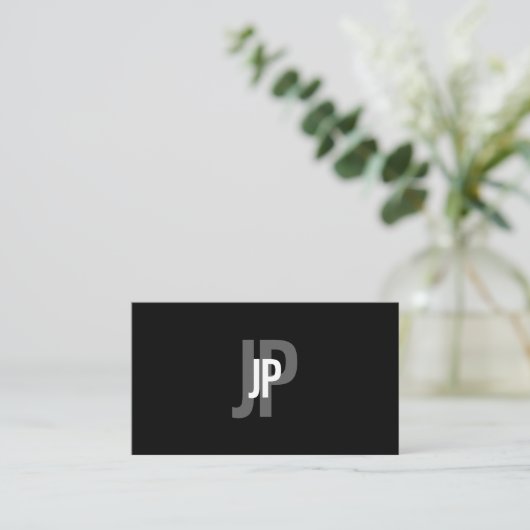 Elegant Modern Monogram Black White Minimalist Visitekaartje (Staand voorkant)