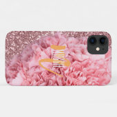 Elegant modern monogram Blush roze Glitter Girly Case-Mate iPhone Case (Achterkant (horizontaal))
