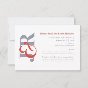 Elegant Modern Monogram Bruiloft RSVP