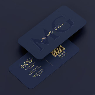 Elegant Modern Monogram Dark Navy Professional Visitekaartje