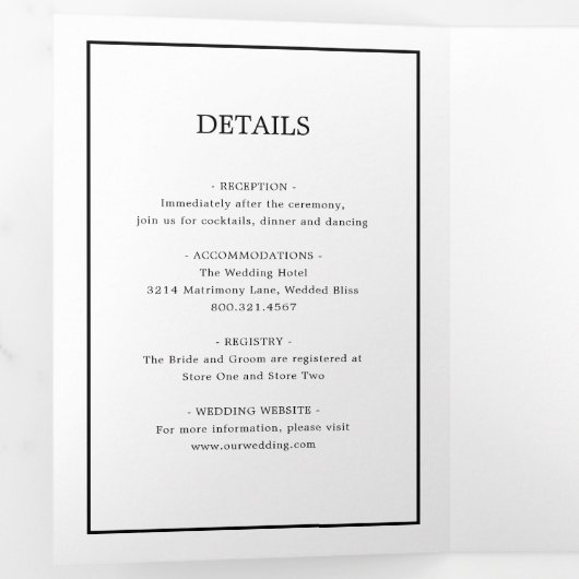 Elegant Modern Monogram Eenvoudige Bruiloft Drieluik Uitnodiging (Binnenzijde eerst)