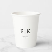 Elegant Modern Monogram Eenvoudige Bruiloft Papieren Bekers (Voorkant)