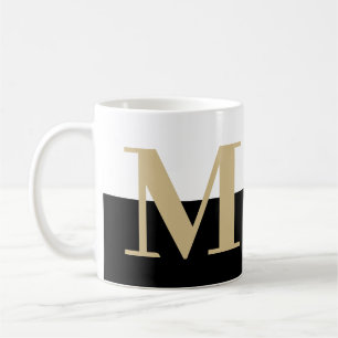 Elegant Modern Monogram Gift Gold Black Coffee Mok