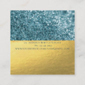 Elegant Modern Monogram Gold Glitter Bokeh Vierkante Visitekaartje (Achterkant)