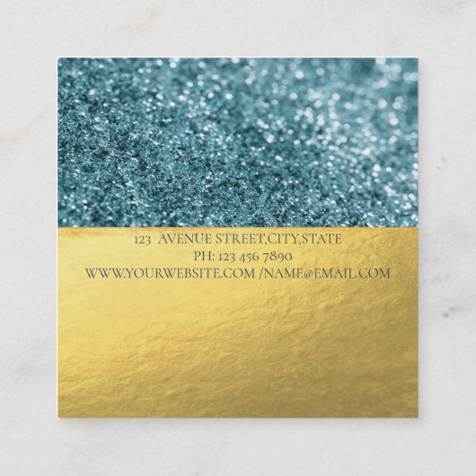 Elegant Modern Monogram Gold Glitter Bokeh Vierkante Visitekaartje (Achterkant)