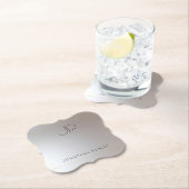 Elegant Modern Monogram Gold Silver Sjabloon Kartonnen Onderzetters (Insitu)