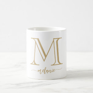 Elegant Modern Monogram Gold White Mok