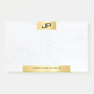 Elegant Modern Monogram Goud Marmer Sjabloon Post-it® Notes