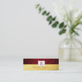 Elegant modern monogram goud, Red Glitter Bokeh Mini Visitekaartje (Staand voorkant)
