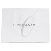 Elegant modern monogram | Grijs & Wit (bewerkbaar) Groot Cadeauzakje (Voorkant)