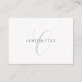 Elegant modern monogram | Grijs & Wit (bewerkbaar) Informatiekaartje (Voorkant)