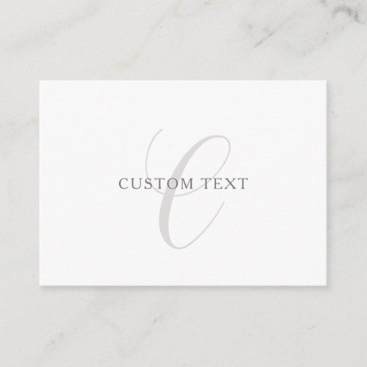 Elegant modern monogram | Grijs & Wit (bewerkbaar) Informatiekaartje (Voorkant)