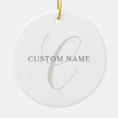 Elegant modern monogram | Grijs & Wit (bewerkbaar) Keramisch Ornament (Voorkant)