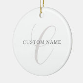 Elegant modern monogram | Grijs & Wit (bewerkbaar) Keramisch Ornament (Links)