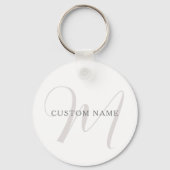 Elegant modern monogram | Grijs & Wit (bewerkbaar) Sleutelhanger (Achterkant)