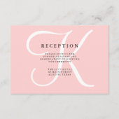 Elegant Modern Monogram in Roze Receptie Kaart (Voorkant)