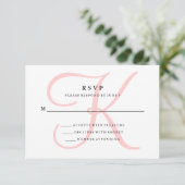 Elegant Modern Monogram in Roze RSVP (Staand voorkant)