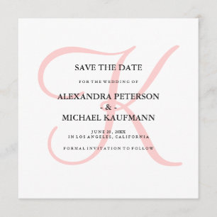 Elegant Modern Monogram in Roze Save the Date