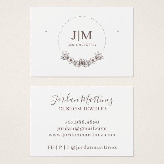 Elegant modern monogram juwelen oorscherm visitekaartje (Voorkant /achterkant)