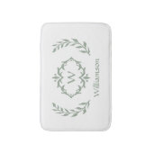 Elegant modern monogram met schaarste groen wit badmat (Voorkant Verticaal)