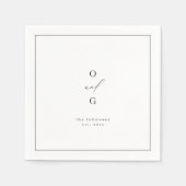 Elegant modern monogram minimalistische bruiloft servet (Voorkant)