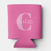 Elegant Modern Monogram Naam in Hot Pink Blikjeskoeler (Achterkant)