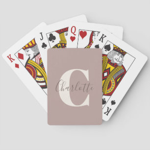 Elegant Modern Monogram Name Dusty Mauve Pokerkaarten