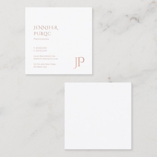 Elegant Modern Monogram Professional Sjabloon Vierkante Visitekaartje (Voorkant / Achterkant)