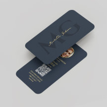 Elegant Modern Monogram Professioneel Donkerblauw 