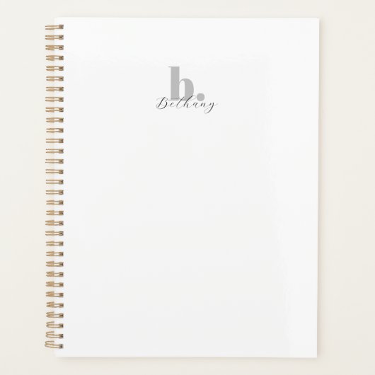 Elegant Modern Monogram Script Name Planner (Voorkant)