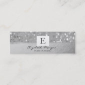 Elegant Modern Monogram Silver Glitter Bokeh Mini Visitekaartje (Voorkant)