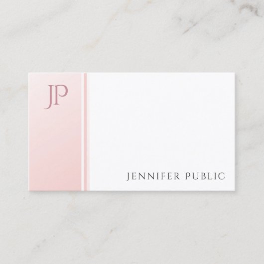Elegant modern monogram Trendy Blush Pink White Visitekaartje (Voorkant)