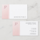 Elegant modern monogram Trendy Blush Pink White Visitekaartje (Voorkant / Achterkant)