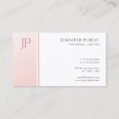 Elegant modern monogram Trendy Blush Pink White Visitekaartje (Achterkant)