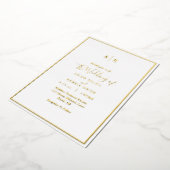 Elegant Modern Monogram Trouwgoud Folie Uitnodiging (Gedraaid)