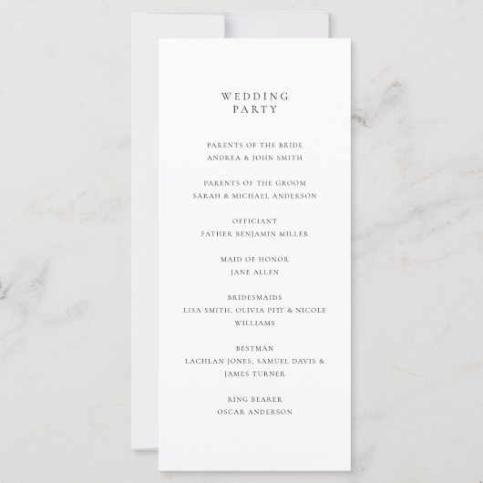 Elegant Modern Monogram Trouwprogramma (Achterkant)