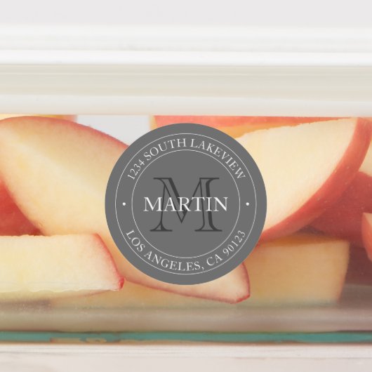 Elegant modern monogram wit en grijs | Waterdicht Labels (Aangebracht)