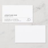 Elegant modern monogram wit platte plaat Professio Visitekaartje (Voorkant / Achterkant)