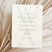 Elegant Modern Monogram Zwart & Ecru Huwelijk Kaart