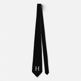 Elegant Modern Monogram Zwart Stropdas