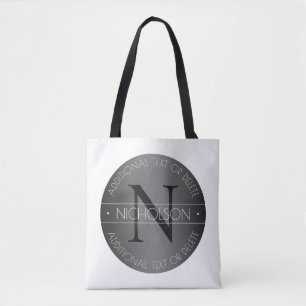 Elegant Modern Monogram Zwart-wit Shading Draagtas