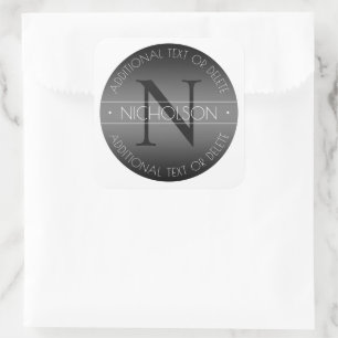 Elegant Modern Monogram Zwart-wit Shading Vierkante Sticker