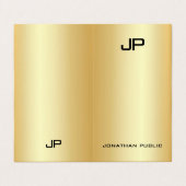 Elegant Modern Monogrammed Faux Gold Professional Visitekaartjes (Buitenkant ongevouwen)