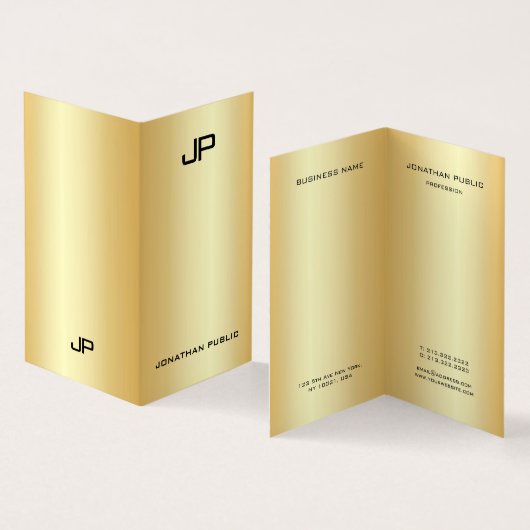 Elegant Modern Monogrammed Faux Gold Professional Visitekaartjes (Binnen en buitenkant)