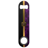 Elegant Modern Monogrammed Marble Black Gold Speed Flessenopener (Voorkant)