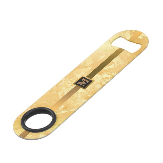Elegant Modern Monogrammed Marble Black Gold Speed Flessenopener (Voorkant Gekanteld)