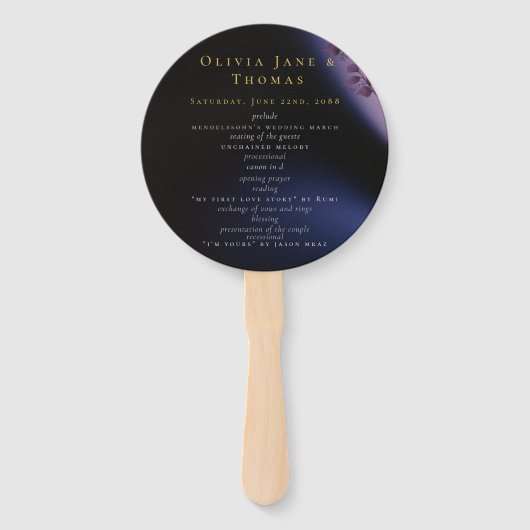Elegant Modern Moody Black Paars Wedding Handwaaier (Voorkant)